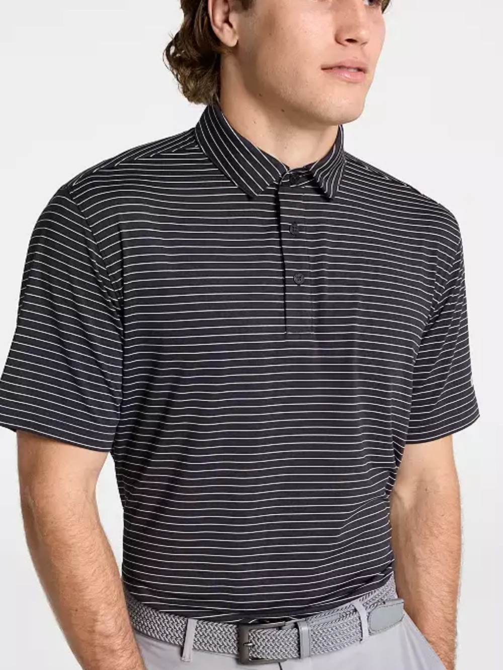 Walter Hagen Black and White Striped Polo Shirt